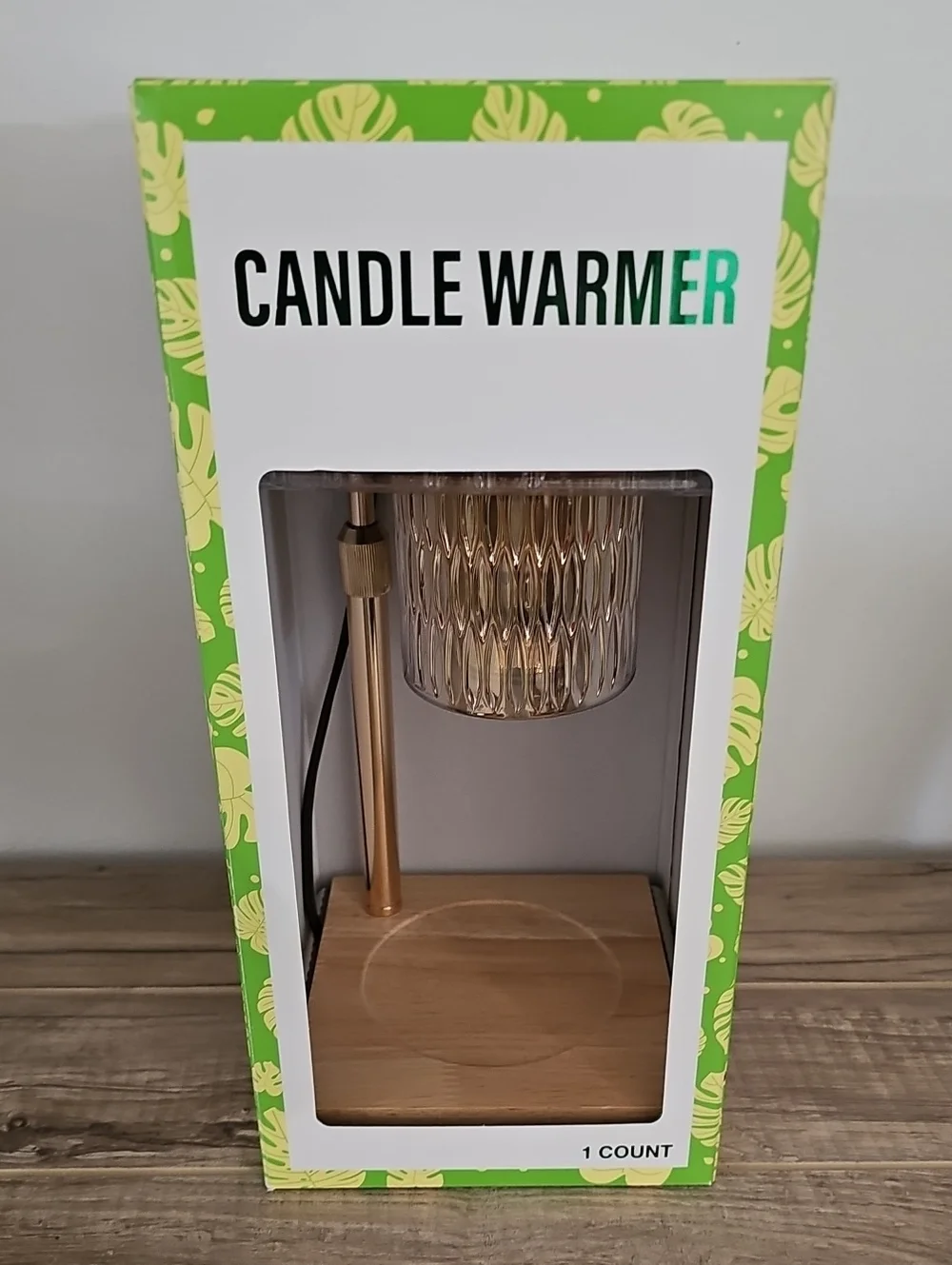Candle Warmer Lamp in Gold and Wood Finish 12